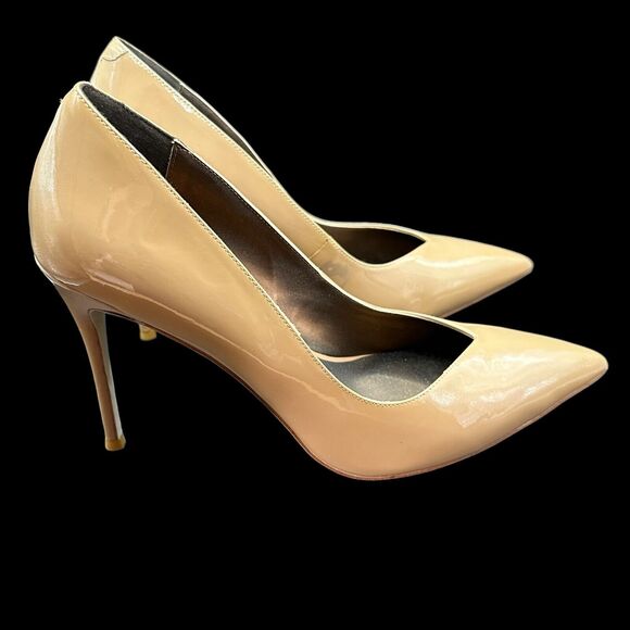 Jeffrey Campbell High Heel Pointed Toe Patent Leather Stiletto Pump Tan Size 10 - Picture 4 of 11